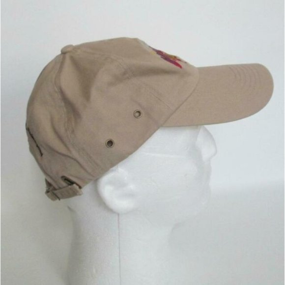 Vintage Disney Boardwalk Cap Beige Embroidered Hat Buckle Back 1990s